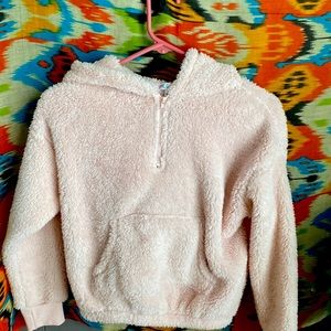 Girls Extra Soft Light Pink Quarter Zip Hoodie - Size 10